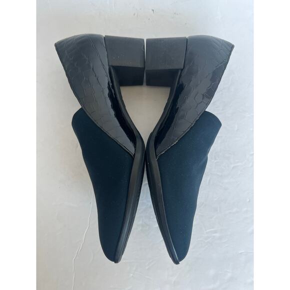 Munro Billee Blue/Black Leather/Stretch Fabric Closed Toe Classic Pump Shoes 9W - Picture 6 of 12